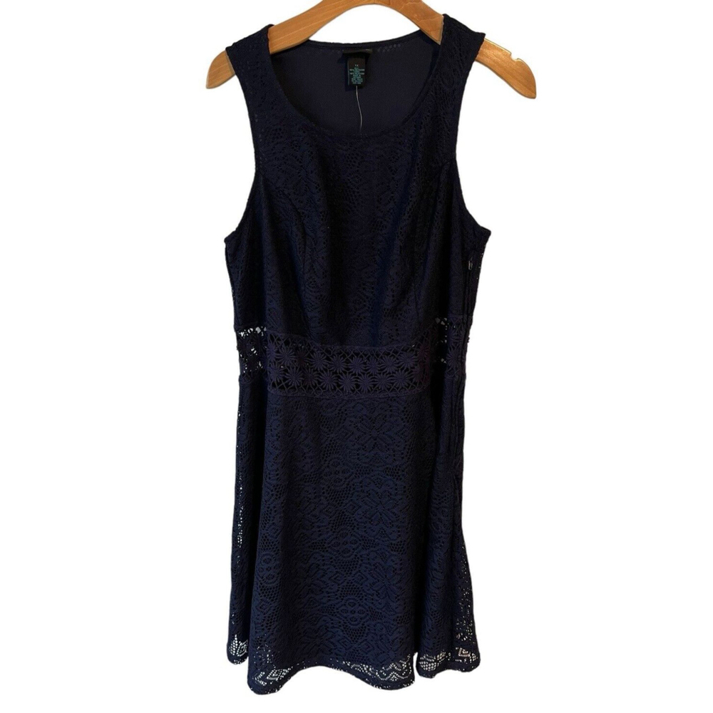 Rue 21 Navy Blue Floral Lace Crochet Sleeveless Midi Dress 1X